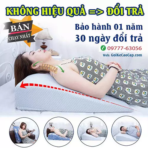 Đập hộp Gối trào ngược Yorokobi bo tròn đỉnh, bảo vệ cột sống, giảm đau mỏi vai gáy